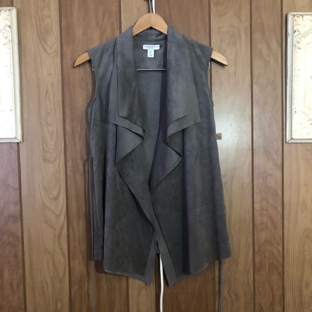 Katherine Barclay faux suede gray vest. Size small.